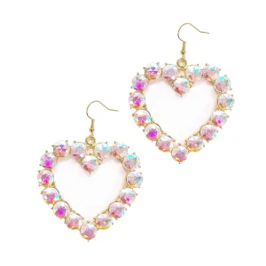 Dangling Delicately AB Heart Shape Hoops