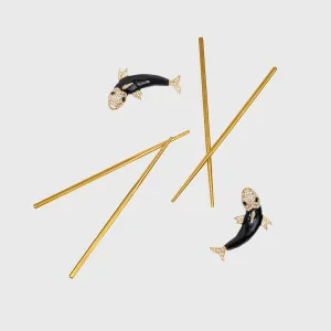 Koi Chopstick and Chopstick Rests, Set of 4